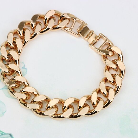 "Polished Rose Gold Chain Bracelet, Gold Plated, XPBL0888 - Picture 1 of 12